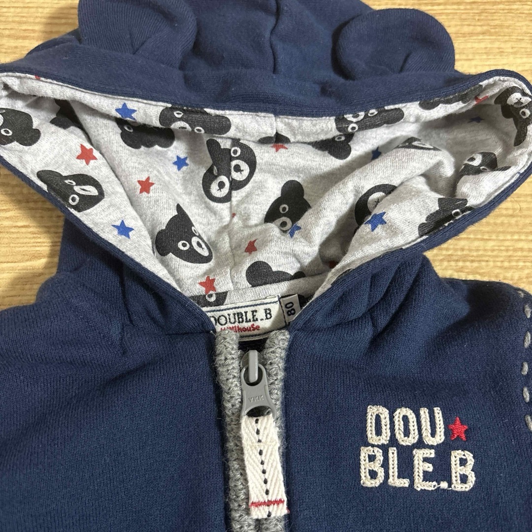 DOUBLE.B(ダブルビー)のミキハウス  ダブルビ　パーカー　羽織り　なりきり キッズ/ベビー/マタニティのベビー服(~85cm)(トレーナー)の商品写真