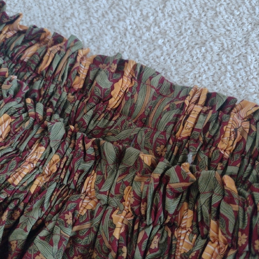 ハンドメイドウィリアムモリス ロングスカート ピンパーネル レッド レディースのスカート(ロングスカート)の商品写真