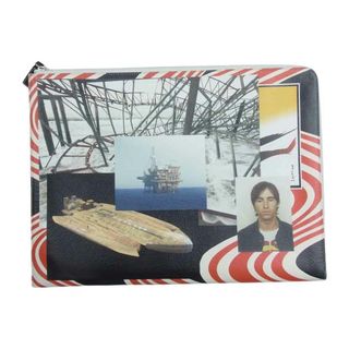 RAF SIMONS ラフシモンズ 15SS document holder sea wave 総柄 クラッチバッグ ホワイト系【美品】【中古】