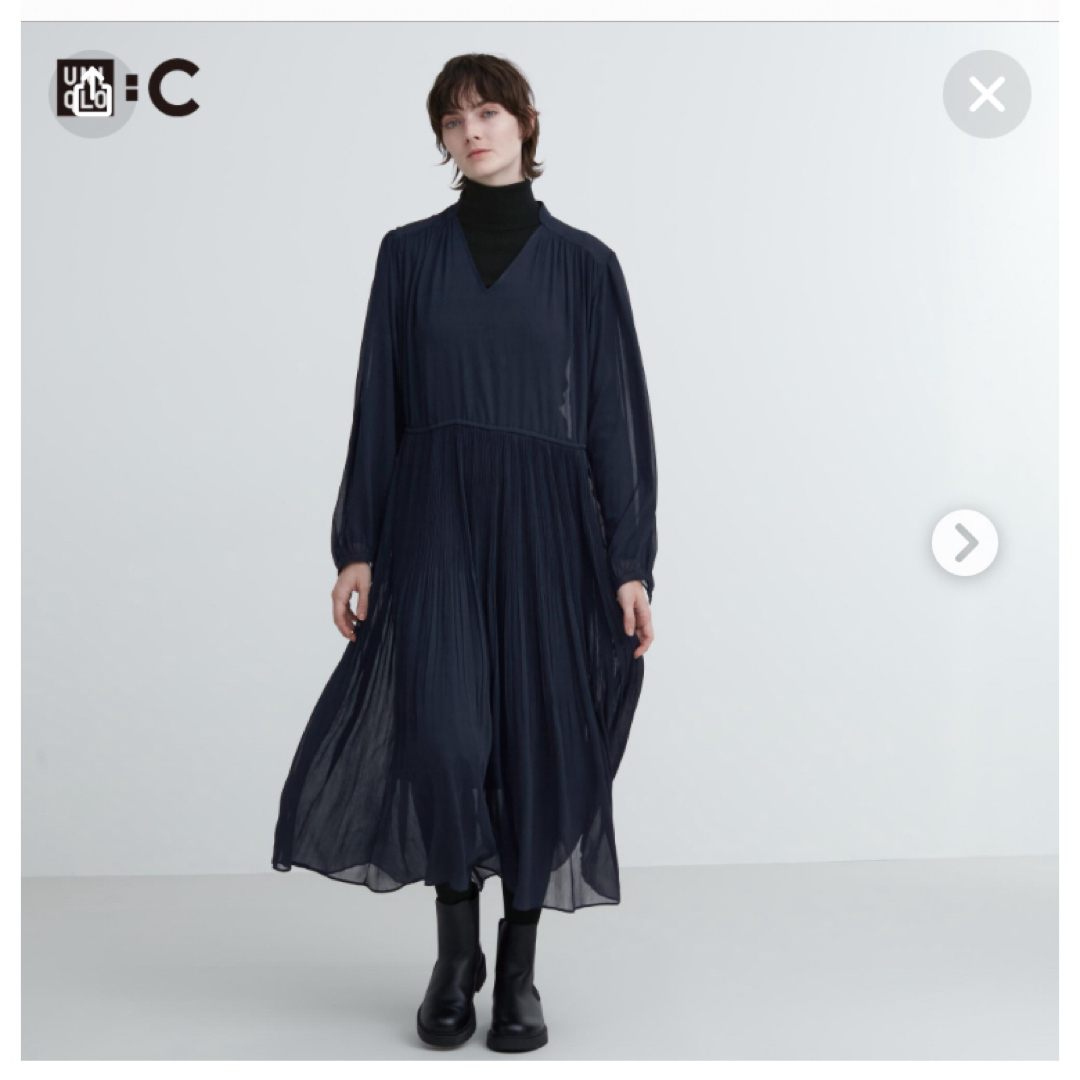 UNIQLO(ユニクロ)のユニクロC シフォンプリーツワンピース レディースのワンピース(ロングワンピース/マキシワンピース)の商品写真