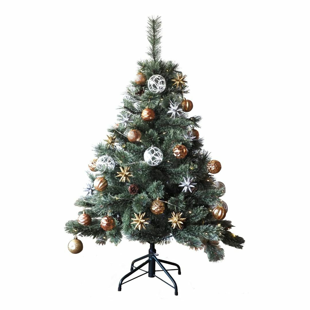 約W3642cm外箱クリスマスツリー 120㎝ 豪華なオーナメントセット LEDライト100球付き