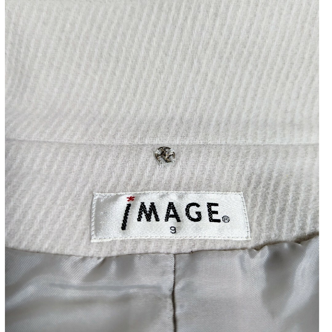 IMAGE(イマージュ)の【IMAGE】ラビットファー取り外しアイボリーロングコート レディースのジャケット/アウター(ロングコート)の商品写真