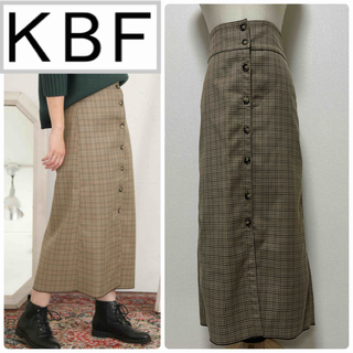ケービーエフ(KBF)のKBF+　リバーシブルチェックタイトスカート(ロングスカート)