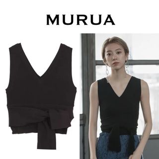 ムルーア(MURUA)のMURUA ニットタンク　ブラック(タンクトップ)