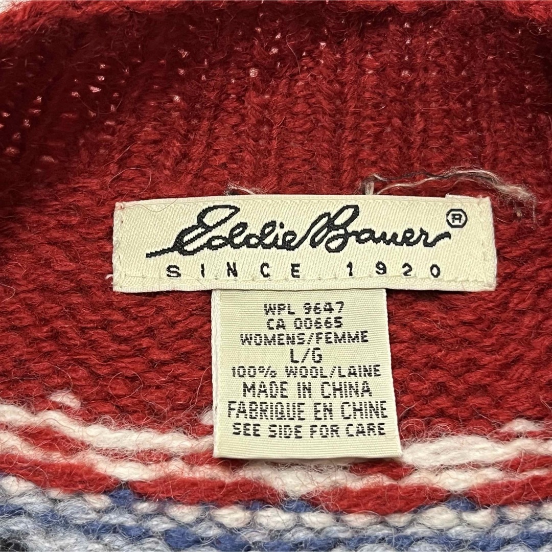 Eddie Bauer(エディーバウアー)の【EDDIE BAUER】90s エディバウアー ノルディック柄 ウールセーター レディースのトップス(ニット/セーター)の商品写真