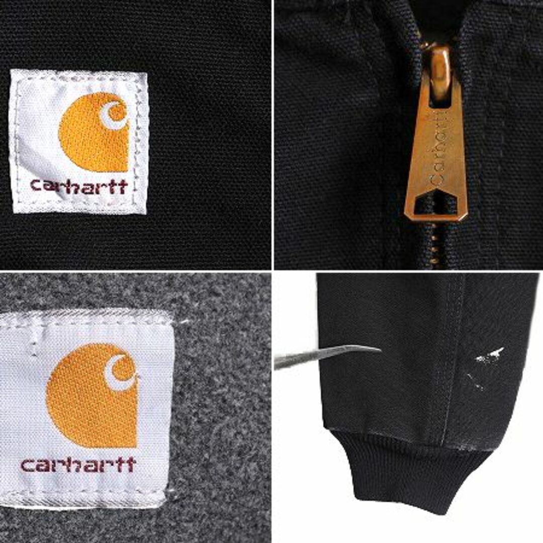 US企画 カーハート アクティブ ジャケット メンズ S程  CARHARTT 黒 ダック パーカー ブルゾン フリース ライナー フルジップ ブラックブルゾン