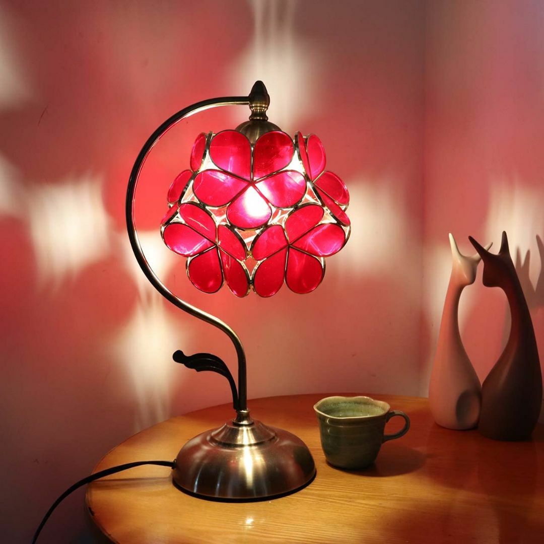 【色: 赤い】Bieye照明 桜 ティファニーランプ ステンドグラスランプ イン インテリア/住まい/日用品のライト/照明/LED(その他)の商品写真