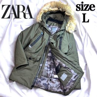 ザラ(ZARA)のZARA MAN ザラマン ダウンコート 中綿 モッズコート ファー着脱可(ダウンジャケット)