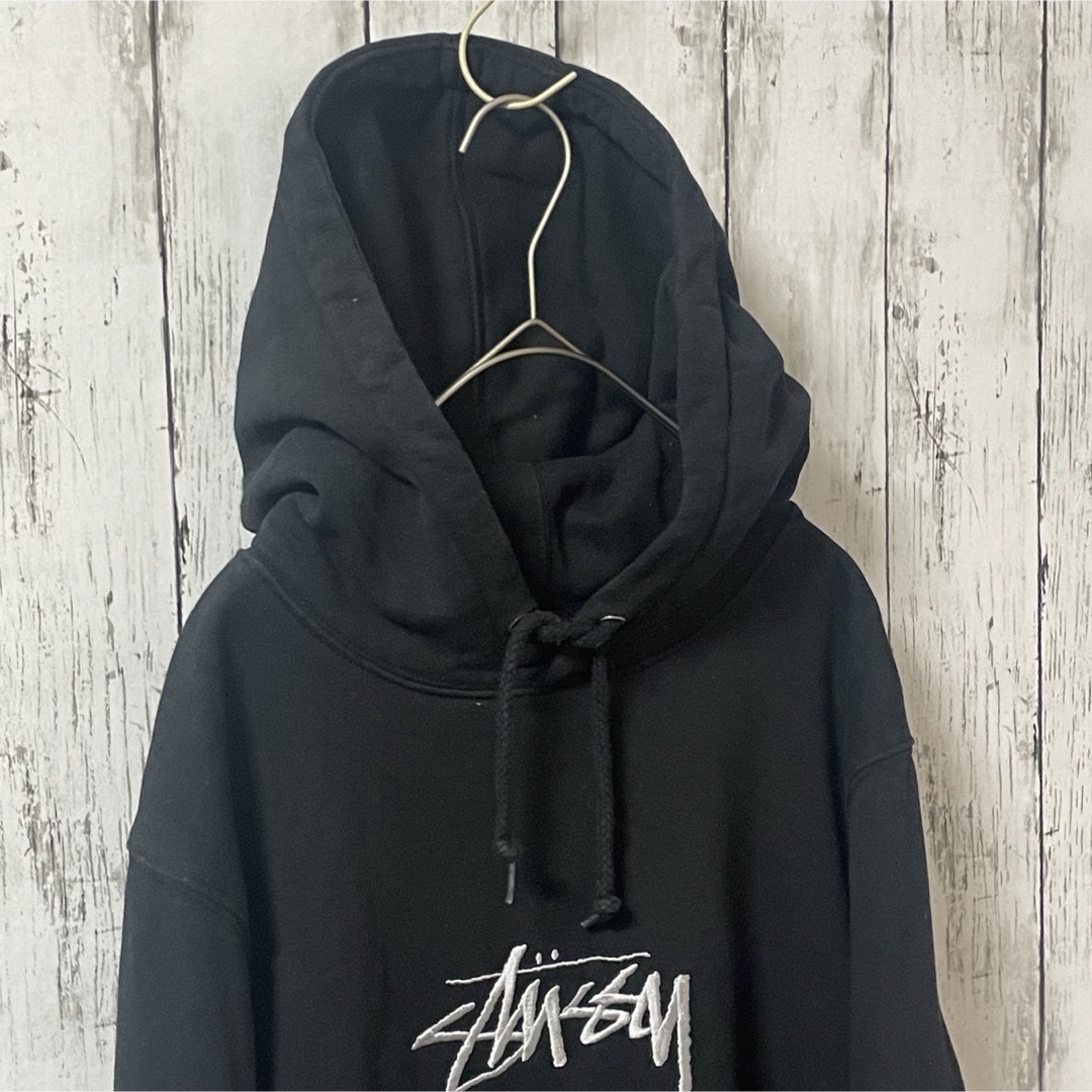 【即完売品】グアテマラ製 STUSSY ステューシー☆センター刺繍 パーカー 黒