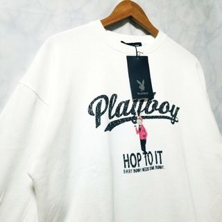 プレイボーイ(PLAYBOY)のPLAYBOY　レディース　新品　トレーナー　Lサイズ　プレイボーイ　白　兎(トレーナー/スウェット)