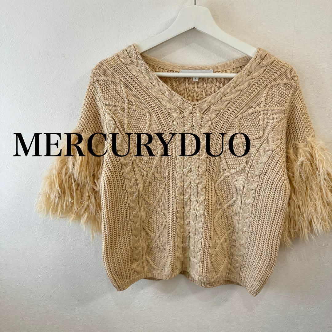 MERCURYDUO(マーキュリーデュオ)のMERCURYDUO マーキュリーデュオ　Ｖネック　フリンジスリーブ　トップス レディースのトップス(ニット/セーター)の商品写真