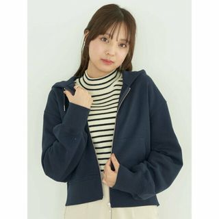 アースミュージックアンドエコロジー(earth music & ecology)の【ネイビー】裏毛ZIPパーカー 春/レディース/24SS(カーディガン)