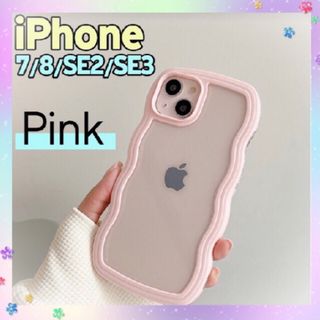 スマホ ケース iPhone 7 8 SE2 SE3 ピンク クリア  韓国(iPhoneケース)