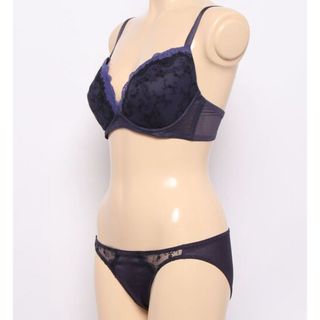 AMOSTYLE ブラ&ショーツ 2点セット C65 ネイビー系-