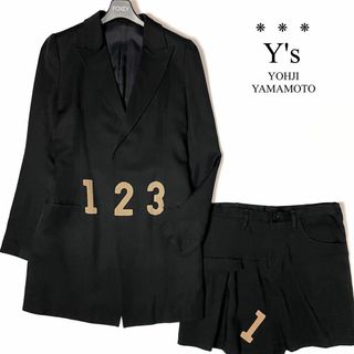 ワイズ(Y's)の希少◇ワイズ Y's　抜染ナンバリング ジャケット＆スカート　セットアップ　美品(スーツ)