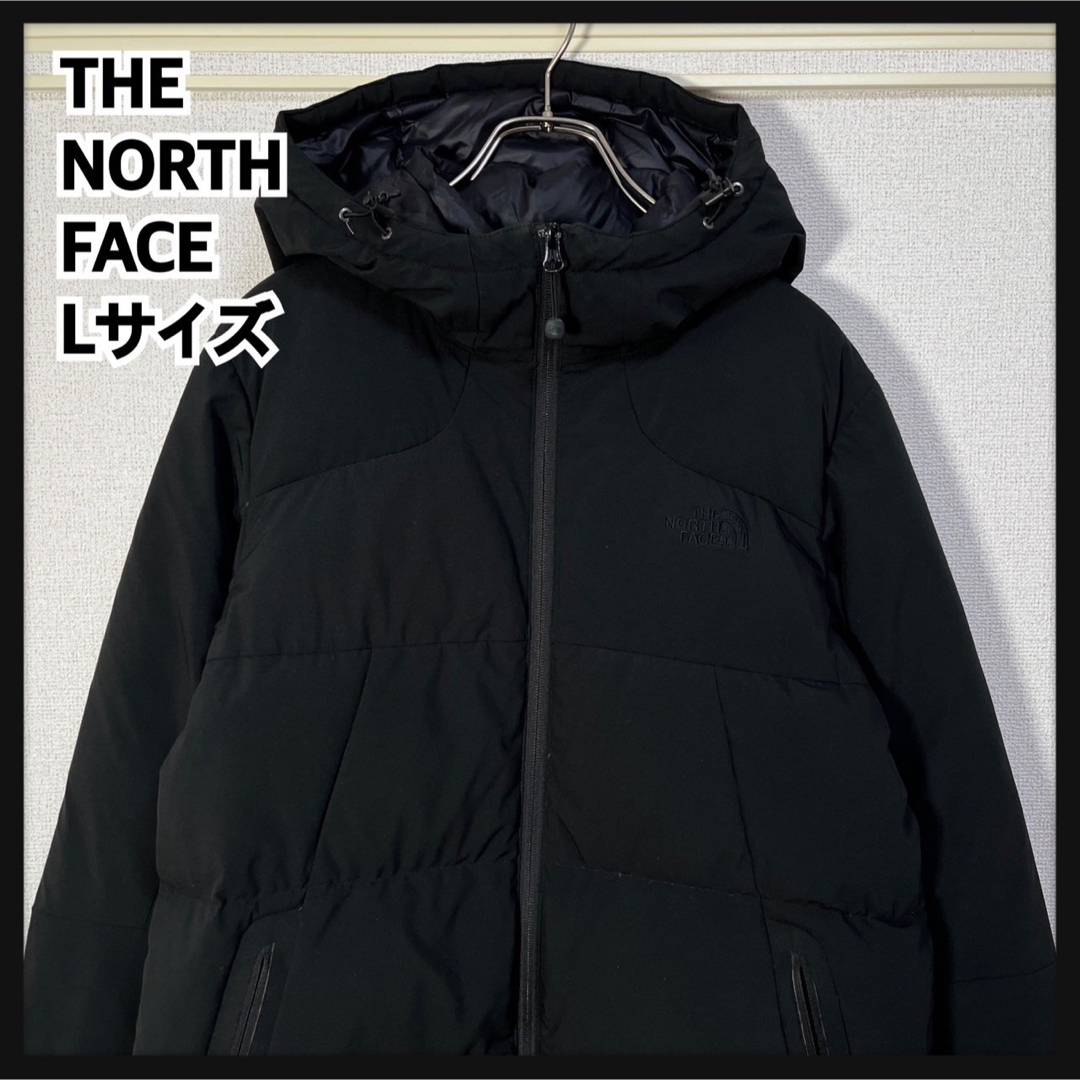 【ノースフェイス】フーデットダウンジャケット　黒　グース　刺繍ワンポイント　K4ジャケット/アウター