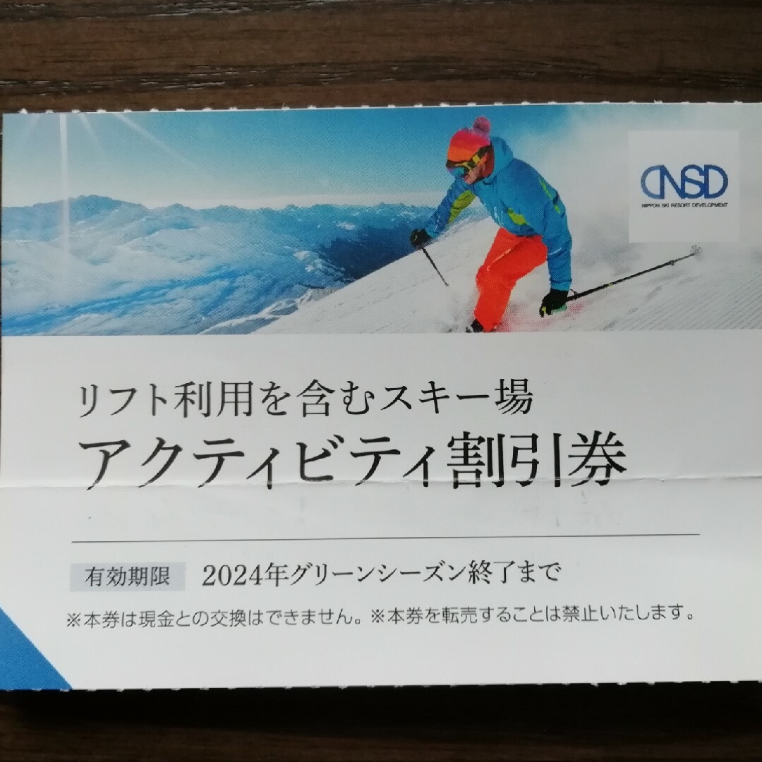 日本駐車場開発 株主優待 リフト利用割引券アクティビティ割引券1枚 チケットの施設利用券(スキー場)の商品写真
