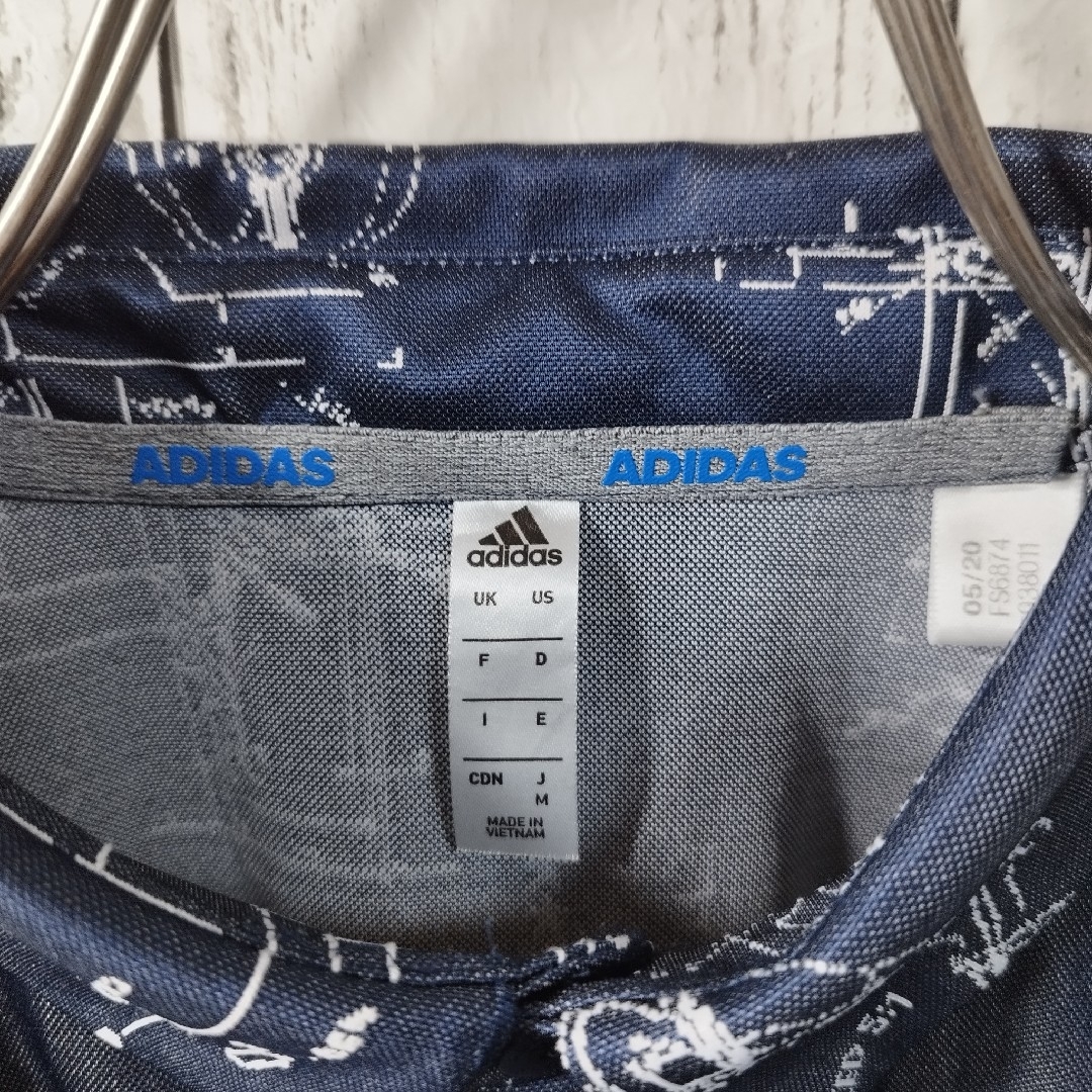 adidas(アディダス)の【adidas】総柄ポロシャツ　設計図　スナップボタンダウン　ゴルフ　春秋冬 メンズのトップス(ポロシャツ)の商品写真