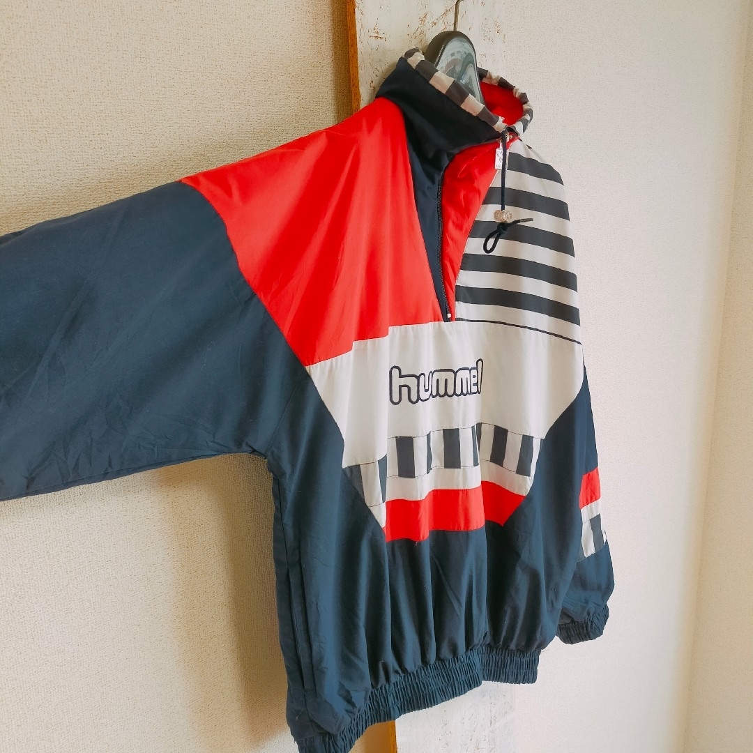 hummel(ヒュンメル)の90s HUMMEL ヒュンメル　トラックジャケット　ハーフジップ　ボーダー　M メンズのトップス(ジャージ)の商品写真