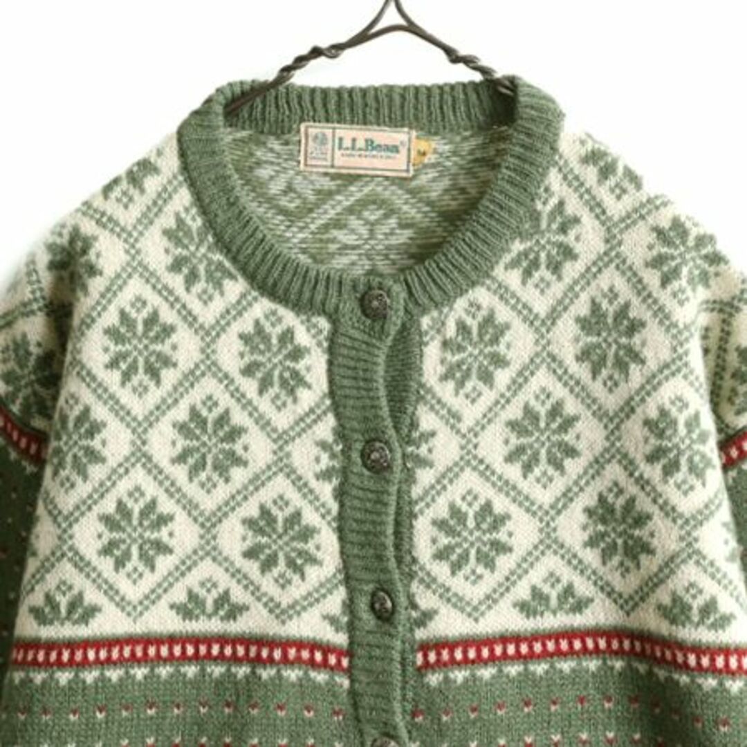 超美品 80s M レディース カーディガン ニット ウール エルエルビーン 女性用