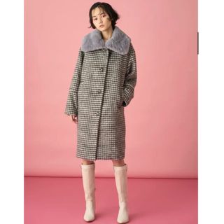 ファーファー(fur fur)のファーファーFURFUR 【ルミネ新宿2店限定カラー】シャギーチェックコート(ダウンコート)