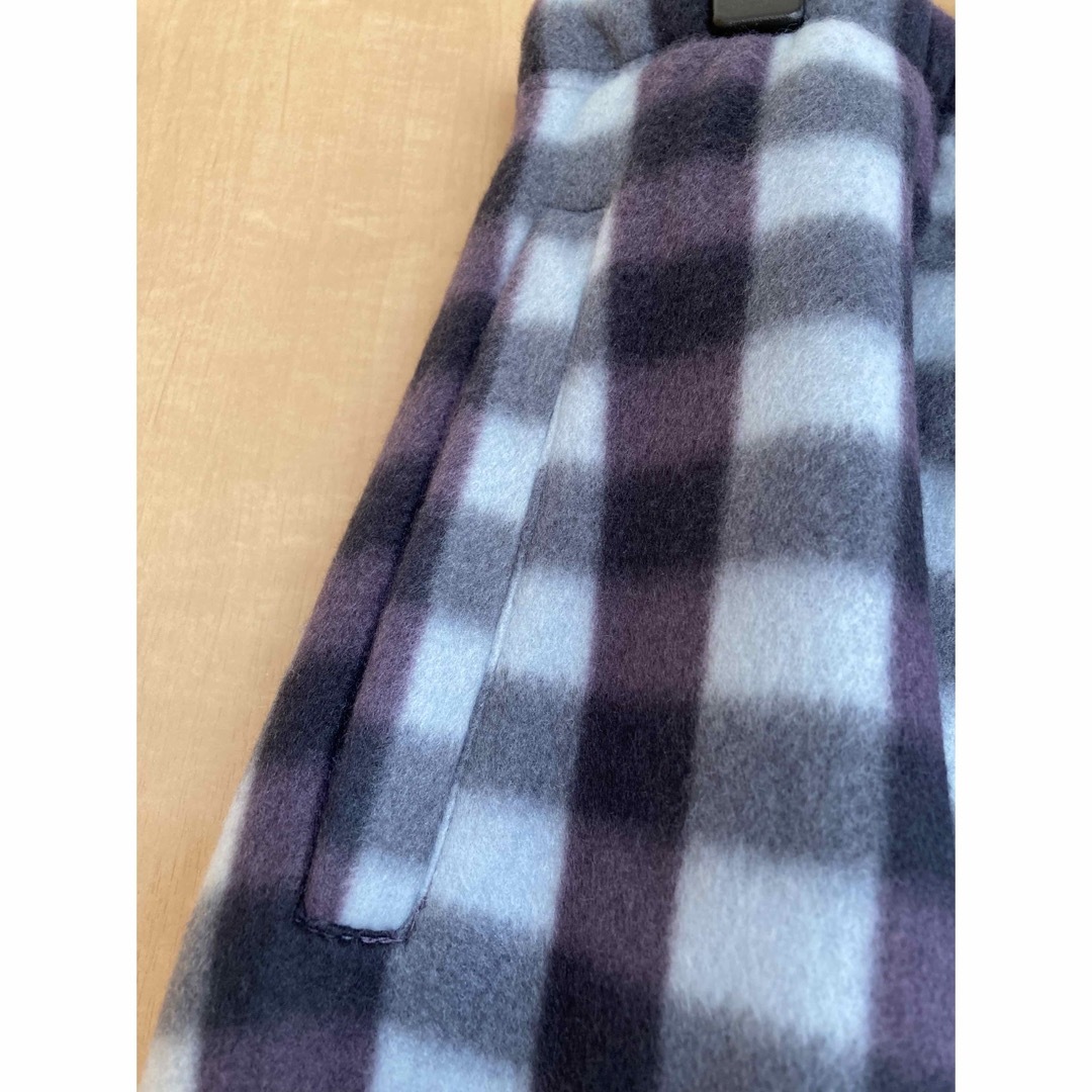 ポケット付きフリーススカート＊紫チェック レディースのスカート(ロングスカート)の商品写真