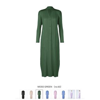 プリーツプリーズイッセイミヤケ(PLEATS PLEASE ISSEY MIYAKE)のMONTHLY ロングカーディガン  MOSS GREEN 3サイズ(カーディガン)