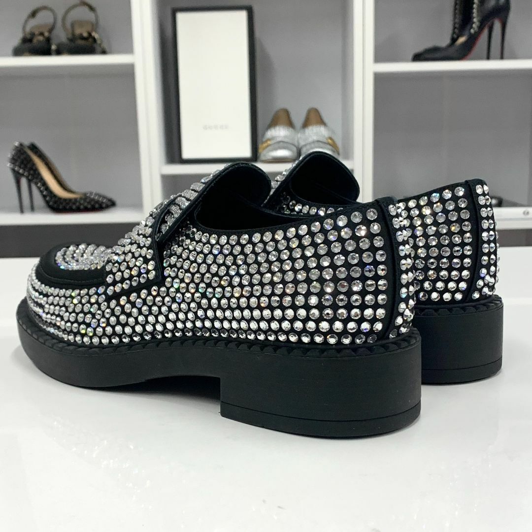 プラダローファーキラキラ【美品】プラダ　PRADA キラキラストーン　ローファー　36 1/2