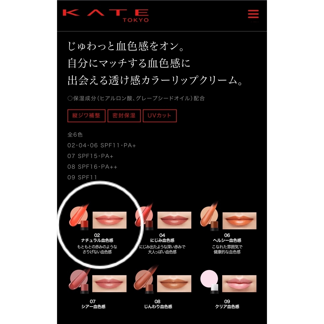 KATE - ケイト パーソナルリップクリーム 02 ナチュラル血色感(3.7g)の