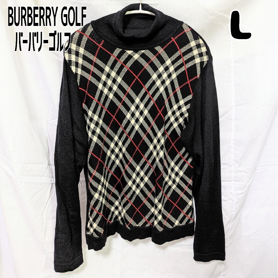 BURBERRY(バーバリー)のBURBERRYGOLF バーバリーゴルフ チェックセーター L ブラック レディースのトップス(ニット/セーター)の商品写真