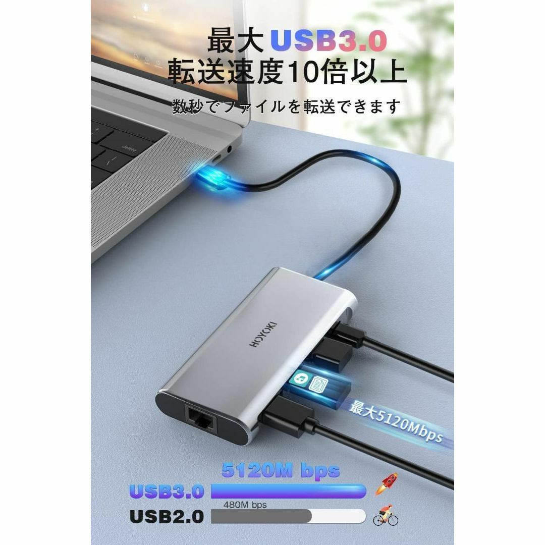 【便利❣️】USB Cハブ 9-in-1 HOYOKI ドッキングステーション スマホ/家電/カメラのPC/タブレット(PC周辺機器)の商品写真