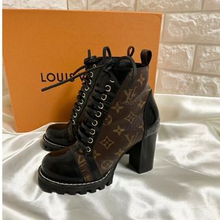 極美品☆LOUIS VUITTON ルイヴィトン ロゴベルト付 ステッチデザイン レザー ロングブーツ/ニーハイブーツ ブラック 37 伊製 箱・保存袋付約8cm全高