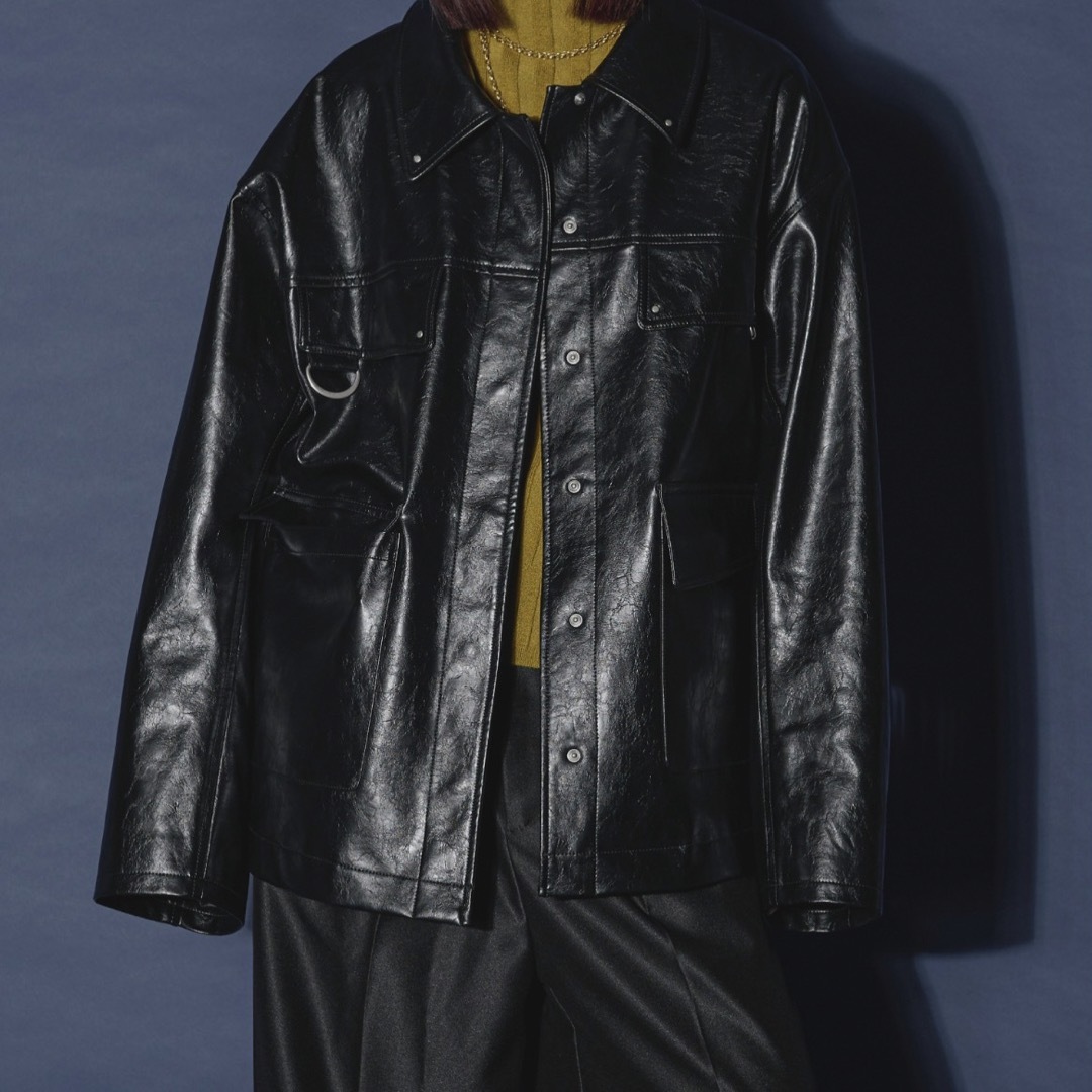 Ezick Vintage mood synthetic レザージャケット レディースのジャケット/アウター(ライダースジャケット)の商品写真