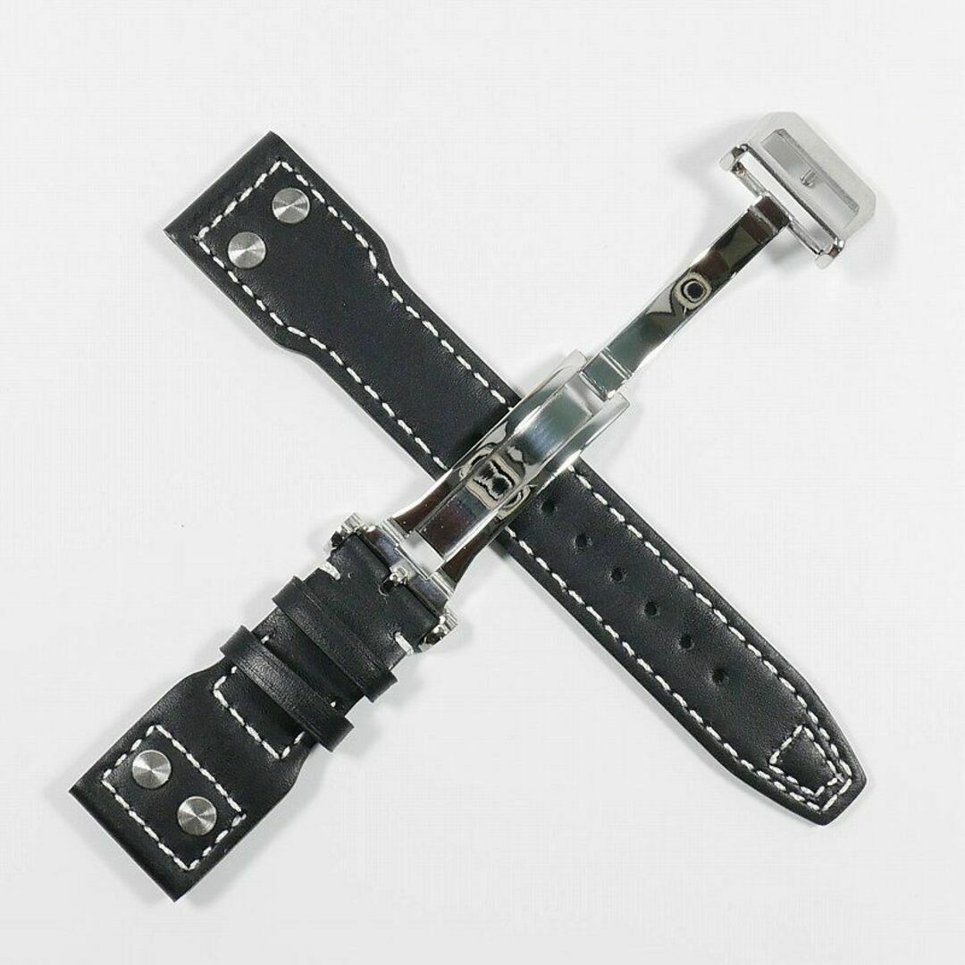 IWC(インターナショナルウォッチカンパニー)のＩＷＣ用 互換レザーベルト ビッグパイロットタイプ ブラック 22mm メンズの時計(レザーベルト)の商品写真