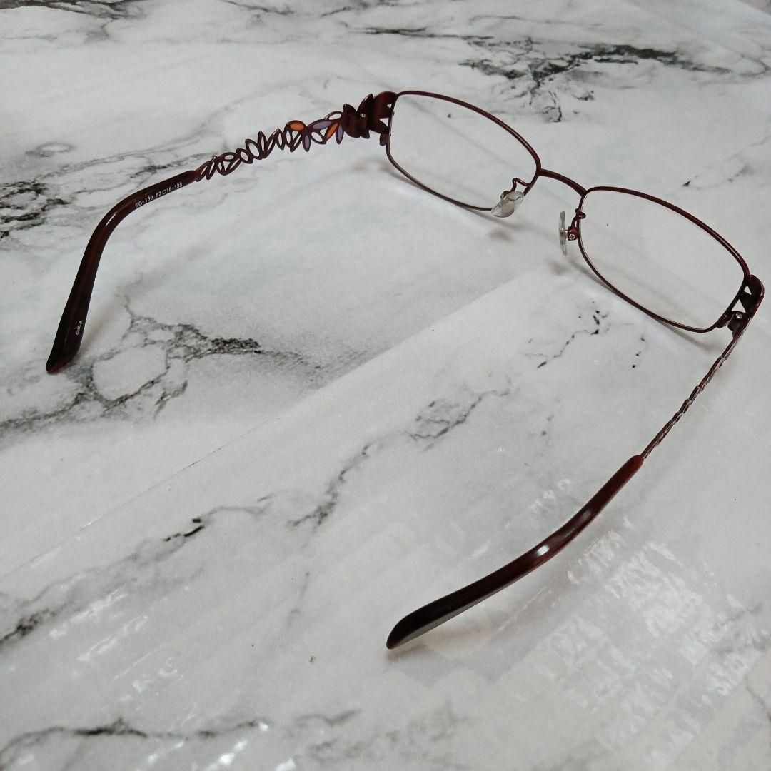 2142超美品　EYE GARDEN　メガネ　眼鏡　度強　139　花柄　ワイヤー レディースのファッション小物(サングラス/メガネ)の商品写真