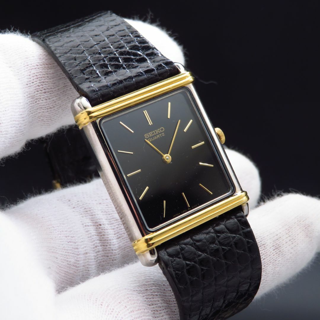 SEIKO(セイコー)のSEIKO 腕時計  レクタンギュラー ブラックダイアル シャリオ・タンク系 メンズの時計(腕時計(アナログ))の商品写真