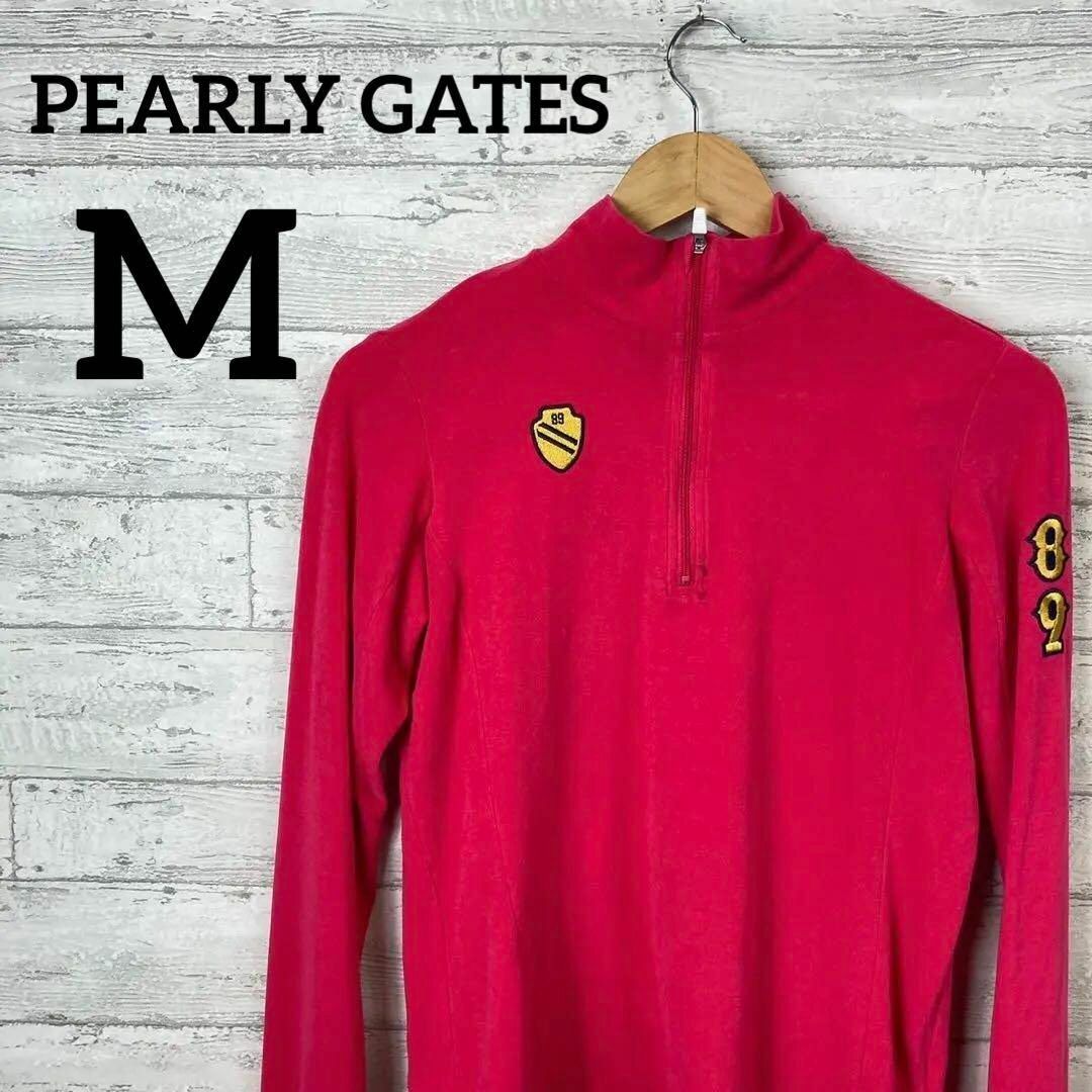 PEARLY GATES(パーリーゲイツ)のPEARLY GATES パーリーゲイツ★長袖ハーフジップシャツ★ピンク　M レディースのトップス(ニット/セーター)の商品写真