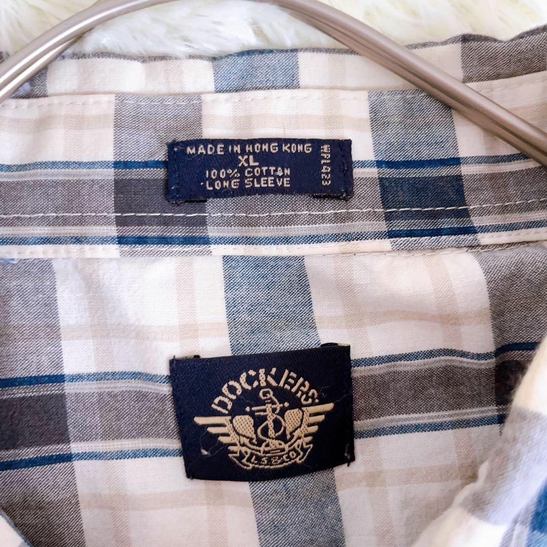 【DOCKERS】リーバイス（XL）チェック柄 長袖シャツ ロンT ブルー系 メンズのトップス(シャツ)の商品写真