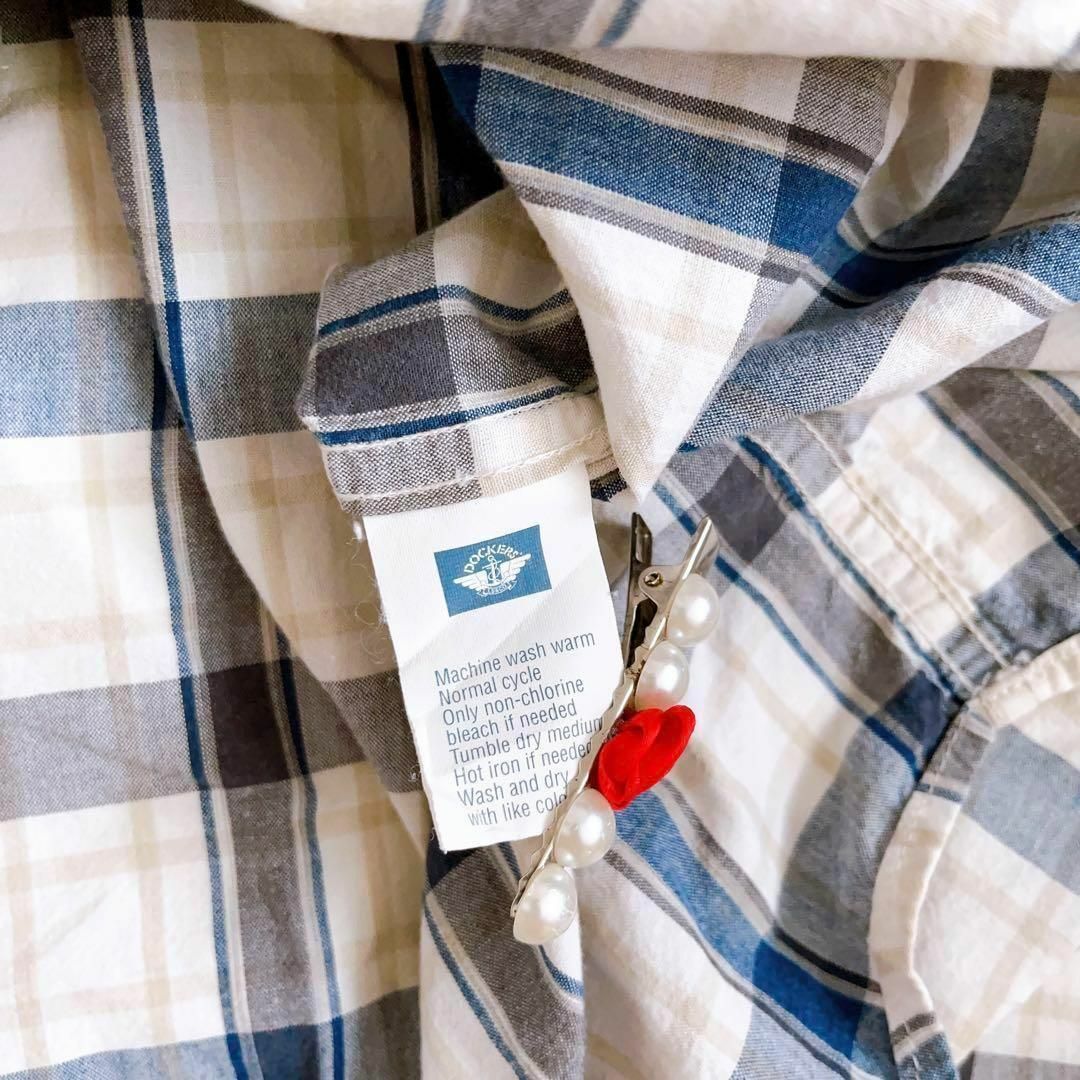 【DOCKERS】リーバイス（XL）チェック柄 長袖シャツ ロンT ブルー系 メンズのトップス(シャツ)の商品写真