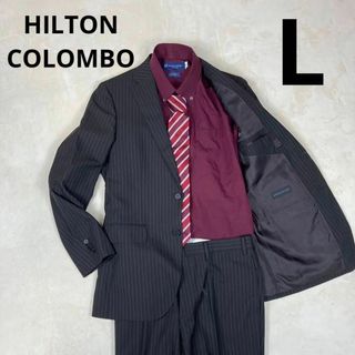 コロンボ(COLOMBO)の美品　HILTON COLOMBO セットアップ　スーツ　ストライプ　L　グレー(セットアップ)