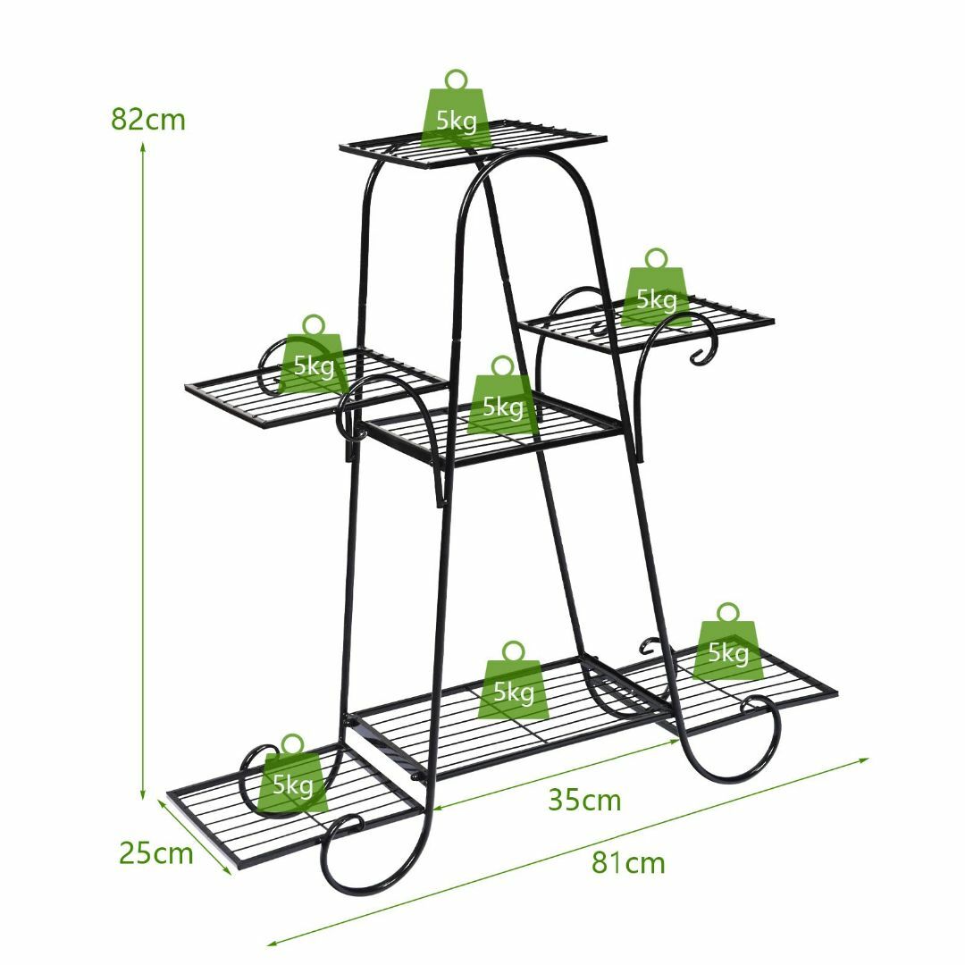 TANGKULA ガーデンラック フラワースタンド 鉄製 アイビースタンド 園芸3kg耐荷重個