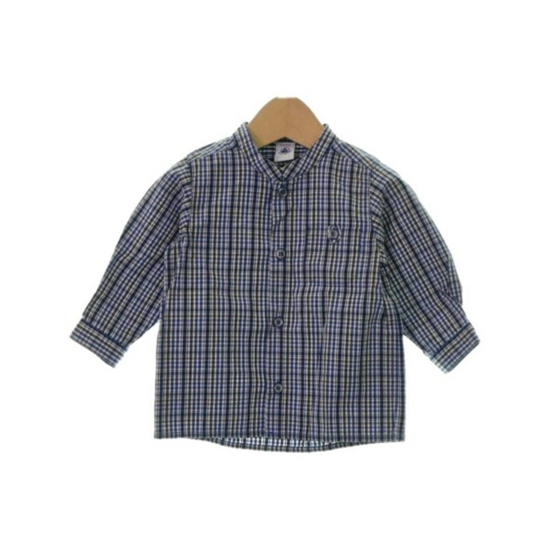 PETIT BATEAU(プチバトー)のPETIT BATEAU プチバトー シャツ 74cm 紺x茶x白(チェック) 【古着】【中古】 キッズ/ベビー/マタニティのキッズ服女の子用(90cm~)(ブラウス)の商品写真