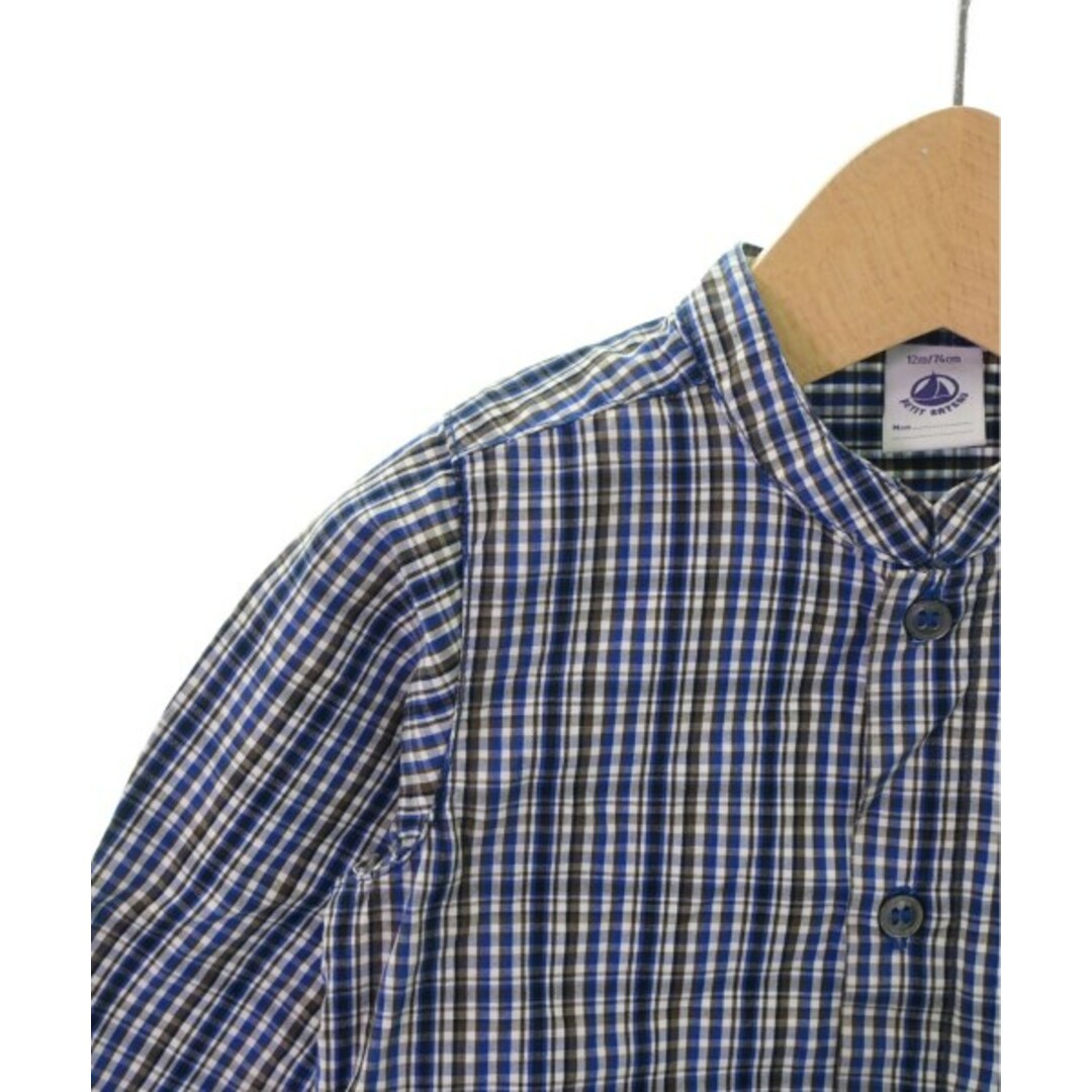 PETIT BATEAU(プチバトー)のPETIT BATEAU プチバトー シャツ 74cm 紺x茶x白(チェック) 【古着】【中古】 キッズ/ベビー/マタニティのキッズ服女の子用(90cm~)(ブラウス)の商品写真