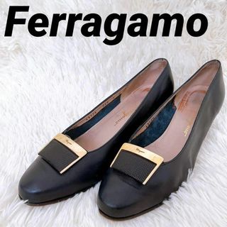 【Ferragamo】フェラガモ 9C メタル パンプス ゴールド バックル(ハイヒール/パンプス)