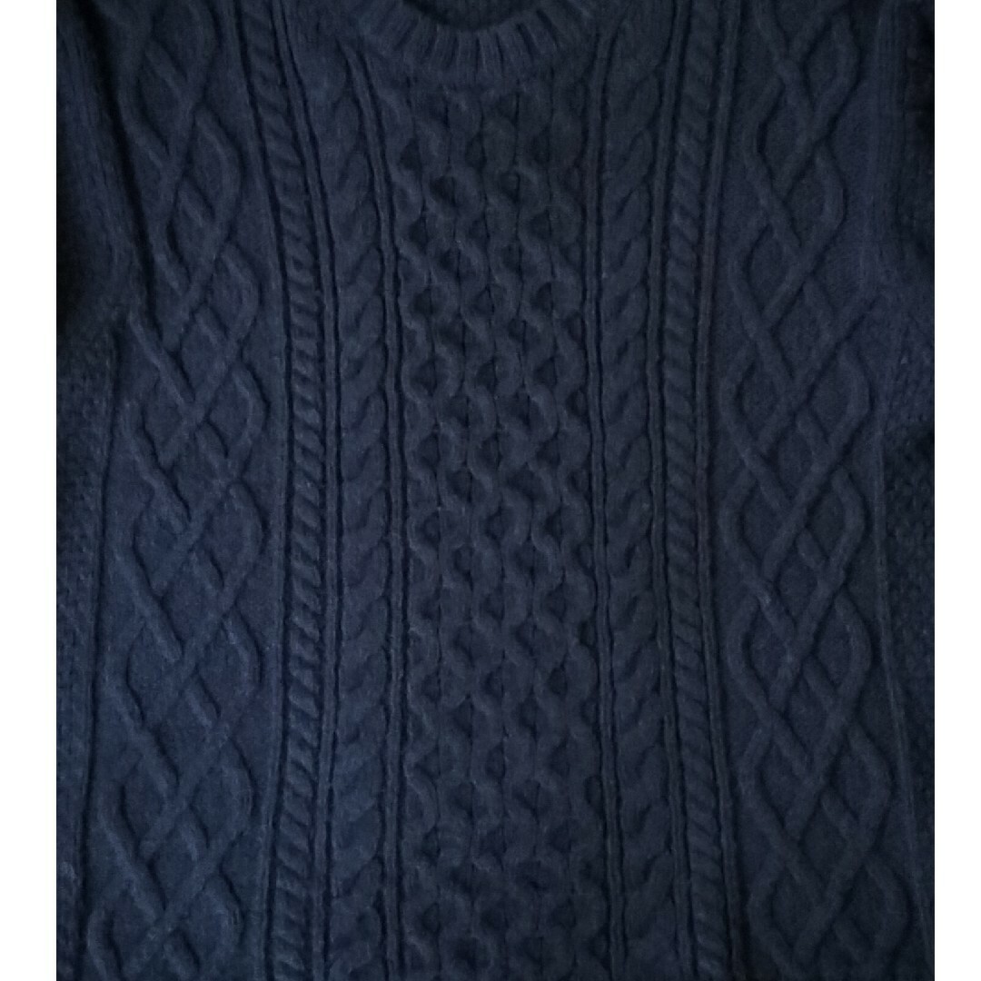 UNIQLO(ユニクロ)のユニクロ／ケーブルクルーネックセーター／XLサイズ／ネイビー メンズのトップス(ニット/セーター)の商品写真
