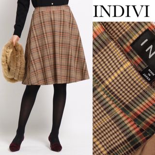 インディヴィ(INDIVI)のインディヴィ マルチ タータン チェック Aライン フレア スカート(ひざ丈スカート)