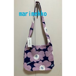 マリメッコ(marimekko)の新品　マリメッコ　ショルダーバッグ　ウニッコ柄　パープル×ネイビー　花柄(ショルダーバッグ)