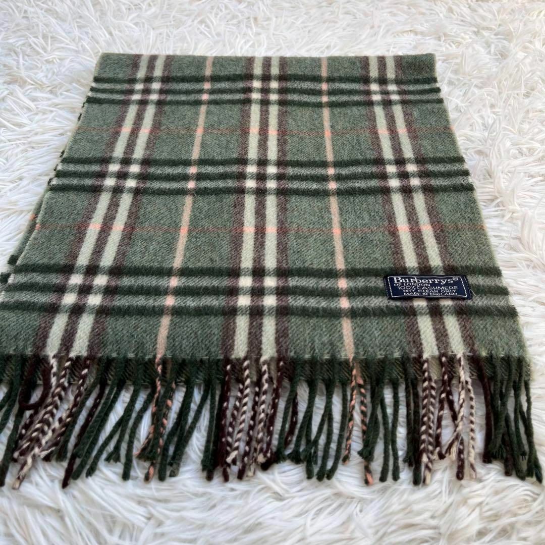 BURBERRY(バーバリー)の【美品・カシミヤ100%】バーバリー/BURBERRY マフラー　チェック　緑 レディースのファッション小物(マフラー/ショール)の商品写真