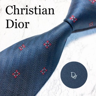 クリスチャンディオール(Christian Dior)のCHRISTIAN DIOR ネクタイ　ワンポイントトロッター柄　ネイビー(ネクタイ)