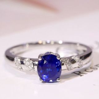 天然 ロイヤルブルーサファイア ダイヤ リング0.85ct k18 f2(リング(指輪))